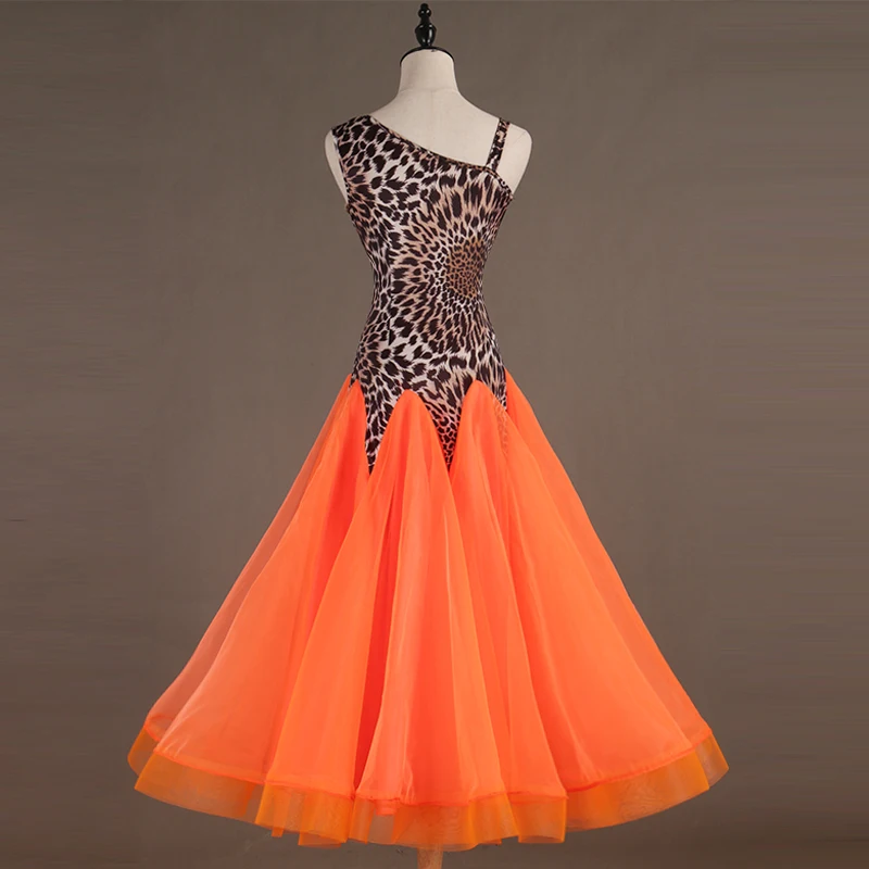 Платье для вальса с леопардовым принтом Румба стандартные гладкие танцевальные