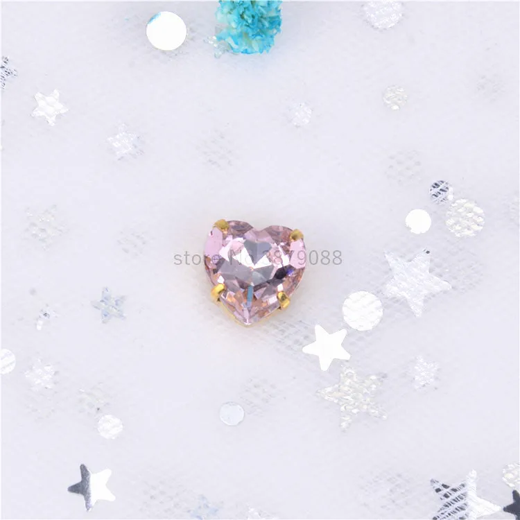 pink color K9 стекло Кристалл Опал 10 мм Сердце Форма Классический жир квадратный 15 шт. коготь пришить стразы заостренные с обратной стороны Стразы высокое качество - Цвет: pink color