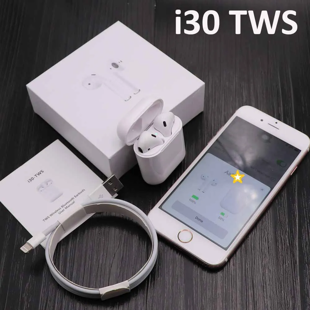 Новинка i30 TWS Bluetooth наушники настоящие 1:1 Размер Наушники Беспроводная гарнитура w1