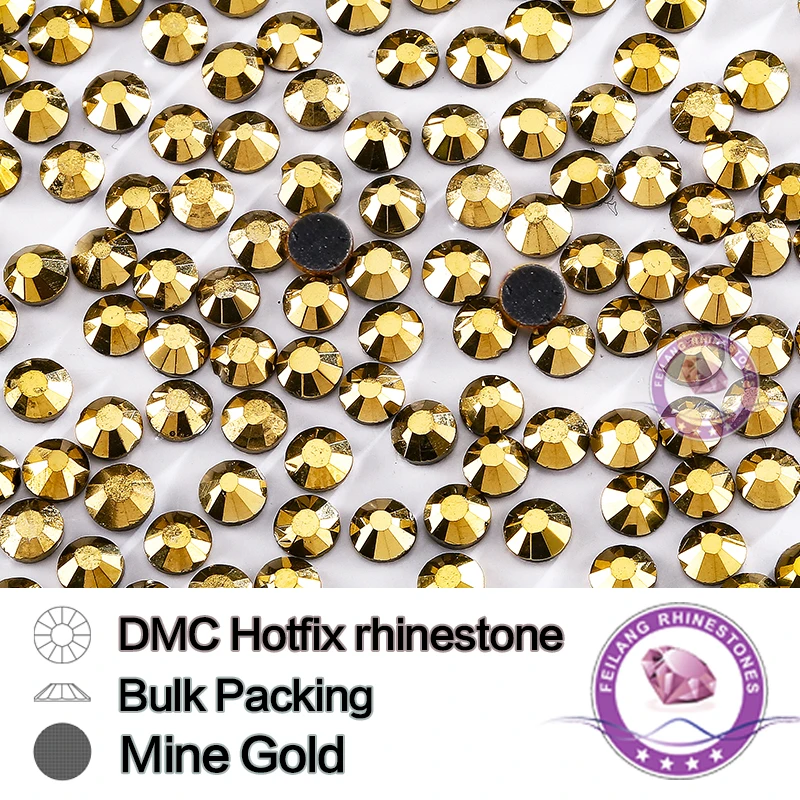 

Mine Gold Size SS6 SS10 SS16 SS20 SS30 Bulking Packing HotFix Rhinestone For Garments Bags And Shoes