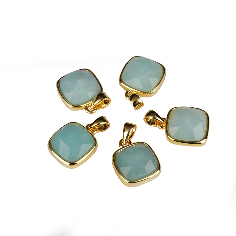 Золотой угловой квадратный зеленый узор Шарики из Малахита Подвеска Шарм материал для ювелирных изделий DIY для колье для сережек - Окраска металла: aventurite