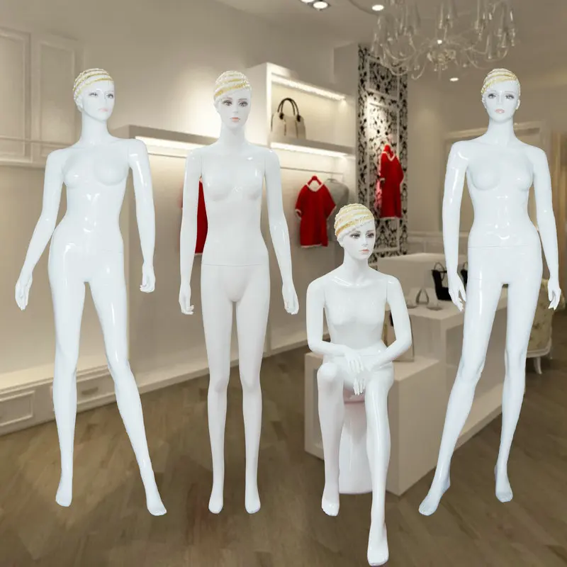 

Заводская поставка, глянцевый белый, высококачественный Женский манекен, женская модель из стекловолокна на все тело, демонстрация одежды