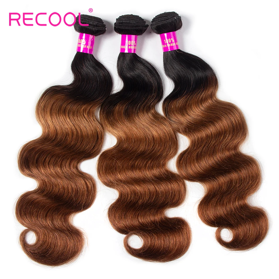 Recool волосы бразильские волосы Weave Связки средства ухода за кожей волна 1B 30 пучки волос "омбре" Remy человеческие волосы 3 Связки