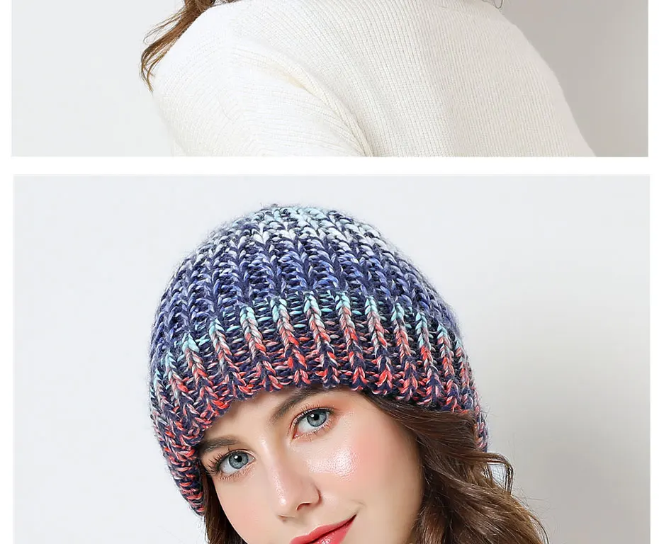 Зимние женские шапки gorros, цветные громоздкие шапочки для девочек, утолщенная женская шапка, вязаная шапка skullies Beanies