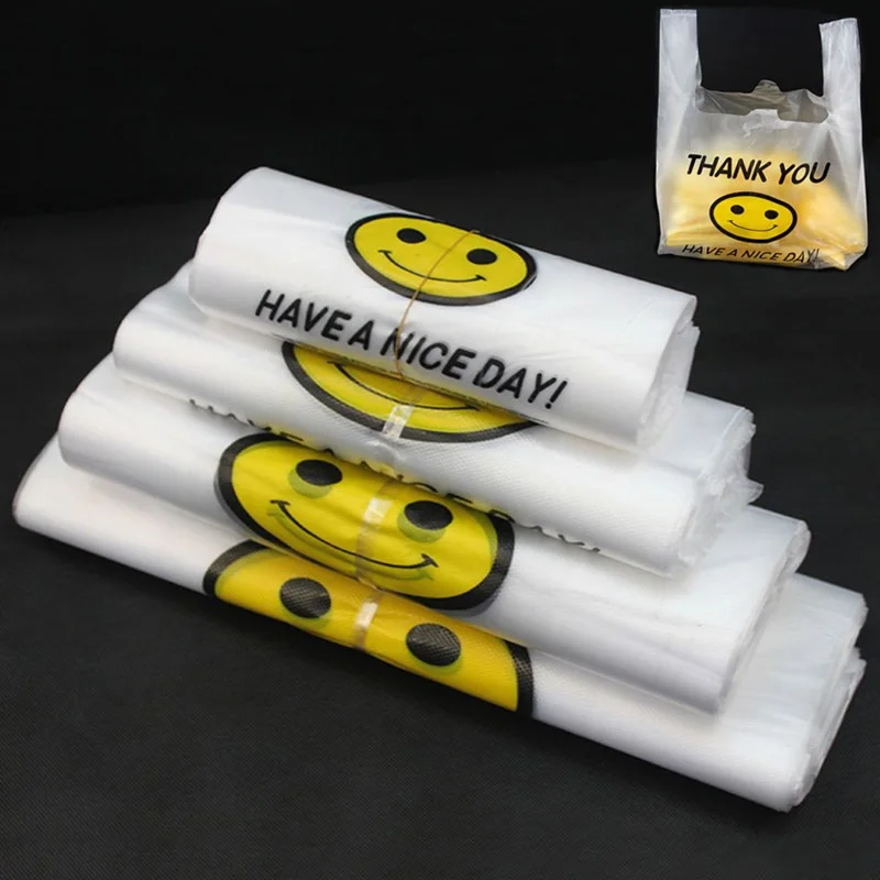 Пластиковые прозрачные пакеты с ручкой Smile 50 шт. Подарочная целлофановая сумка