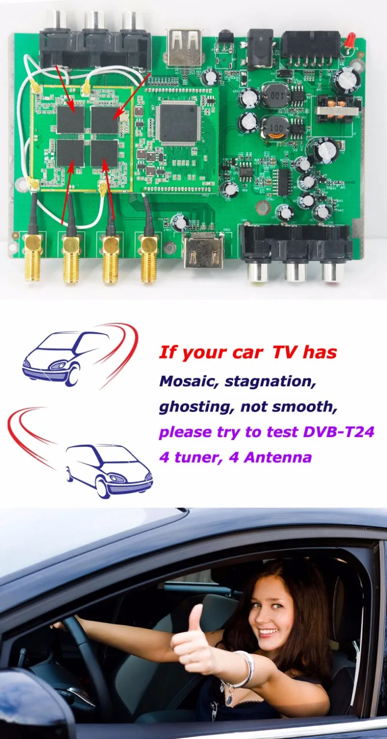 HD TV Car DVB T2 T MULTI PLP цифровой ТВ приемник автомобильный D box с 4 Антенна