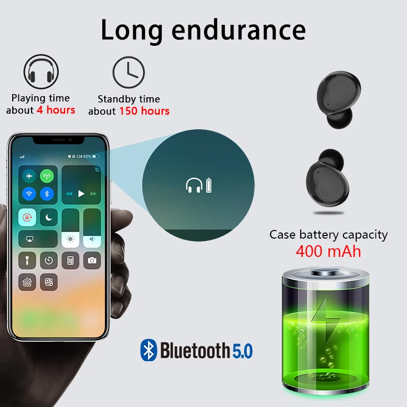 Настоящие Беспроводные наушники HiFi Bluetooth стерео микрофон с зарядным устройством