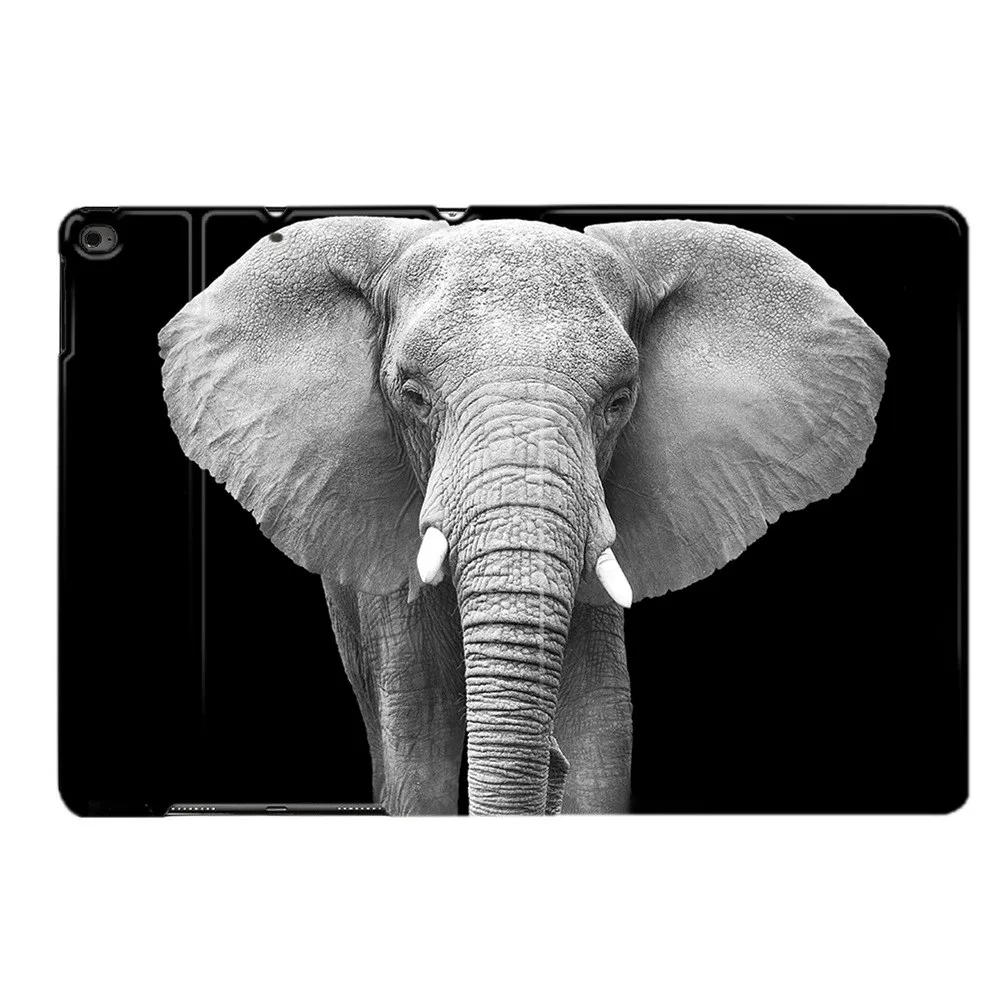 Для iPad Air 1 2 3 9 7 &quot2018 56 7th 2019 10 2&quot 5 &quotPRO Mini 4 Cool Animals Black Elephant PU кожаный смарт-чехол с