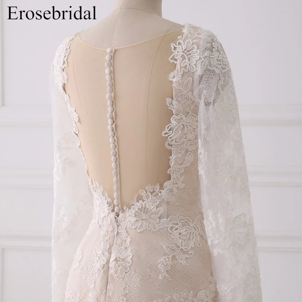 Женское свадебное платье русалка кружевное невесты с длинным рукавом большие