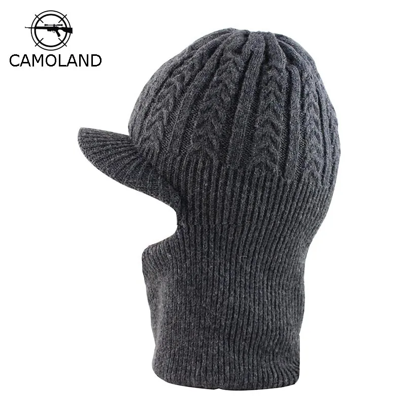 Шерстяные шапки вязаные мужские зимние шапки Skullies Bonnet Зимние головные уборы для мужчин и женщин Beanie Балаклава с шеи теплая маска для лица