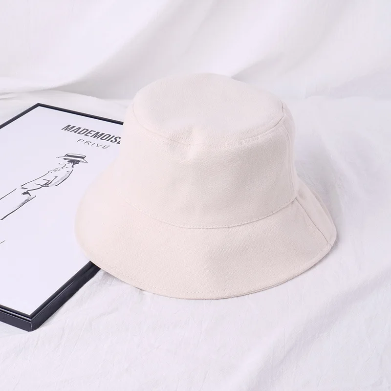 beige Candy Color Bucket Hat Women Fishing Men Bucket Hat Spring Summer Bob Hip Hop Caps Gorros Unisex Cotton Sun Flat Caps - Color: beige