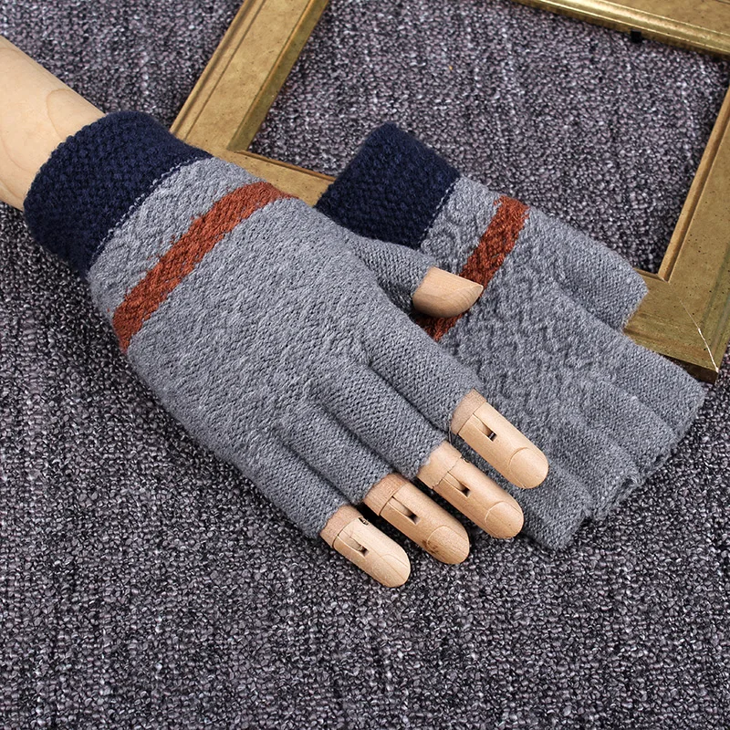 REALBY Перчатки варежки без пальцев мужские зимние 5 видов цветов наручные Luvas