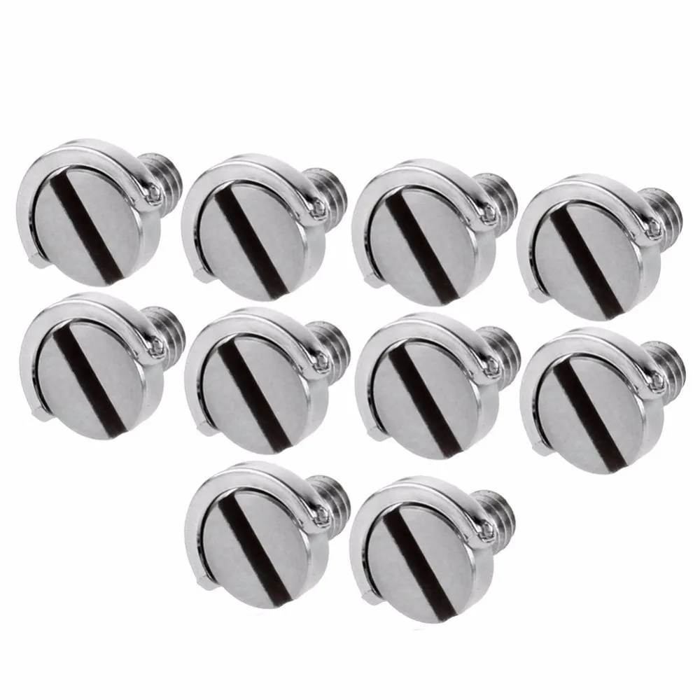 

10 pcs Stainless Steel D Shaft D-ring 1/4" Mounting Camera Screw for Camera/Tripod Monopod/Quick Release (QR) Plate