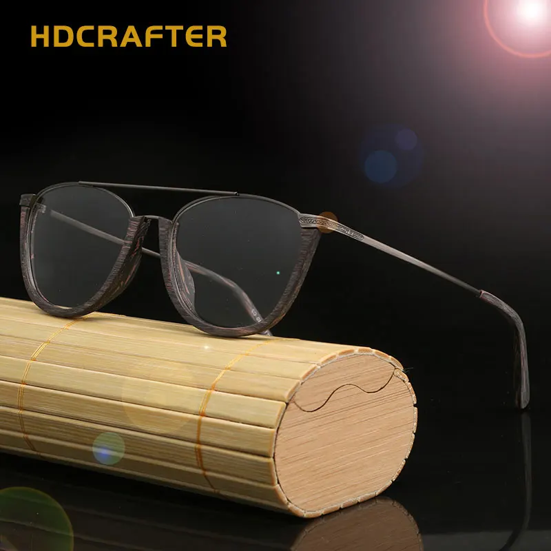 HDCRAFTER винтажные полуоправы очки деревянные оптические оправа в бамбуковой