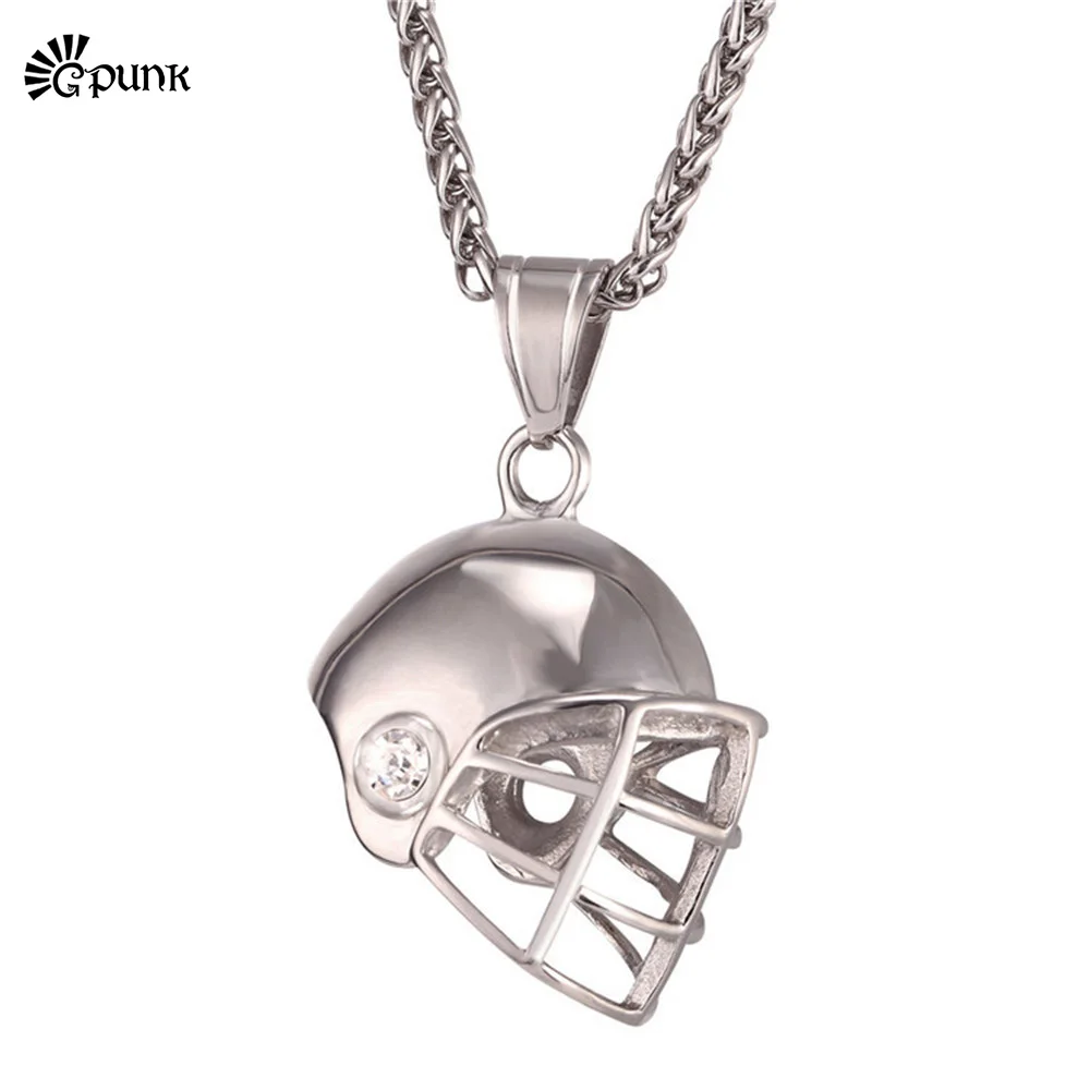 Нержавеющая сталь спортивный мяч с подвеской в виде шлема для регби ожерелье