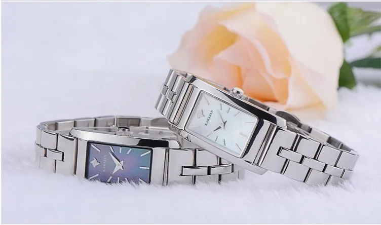 Деловые женские часы фирменные кварцевые наручные из нержавеющей стали с