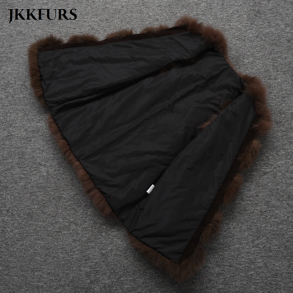 JKKFURS Новые поступления Для женщин реальные жилеты из лисьего меха теплые зимние мягкий жилет модный жилет толстый слой S1466
