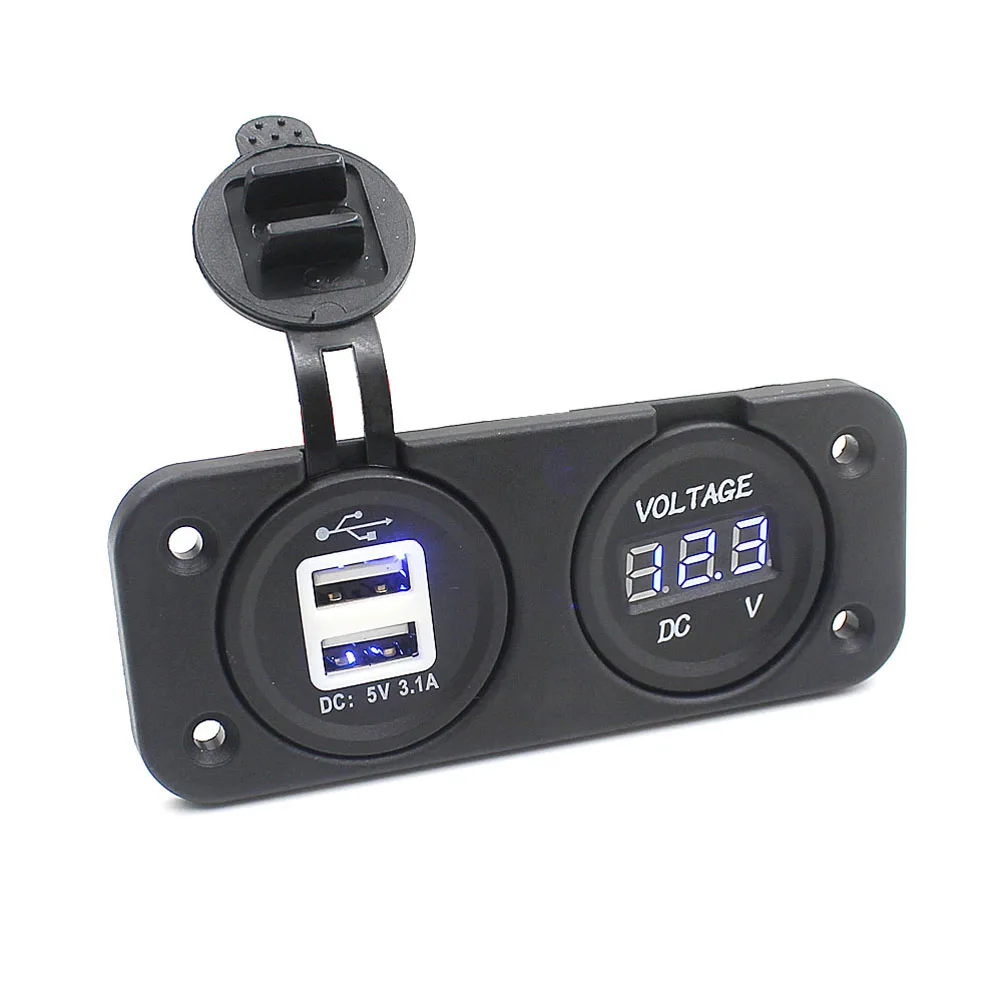 CS 247 2 в 1 Водонепроницаемый 12 24 автомобильный Мотоцикл лодка двойной USB 3.1A адаптер