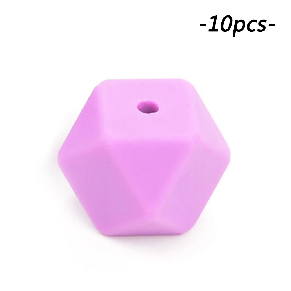 medium purple LOFCA 10 шт. мини шестигранные силиконовые бусины 14 мм Прорезыватель для зубов Детские Прорезыватели Детские Силиконовые игрушки для изготовления ожерелья без бисфенола - Цвет: medium purple