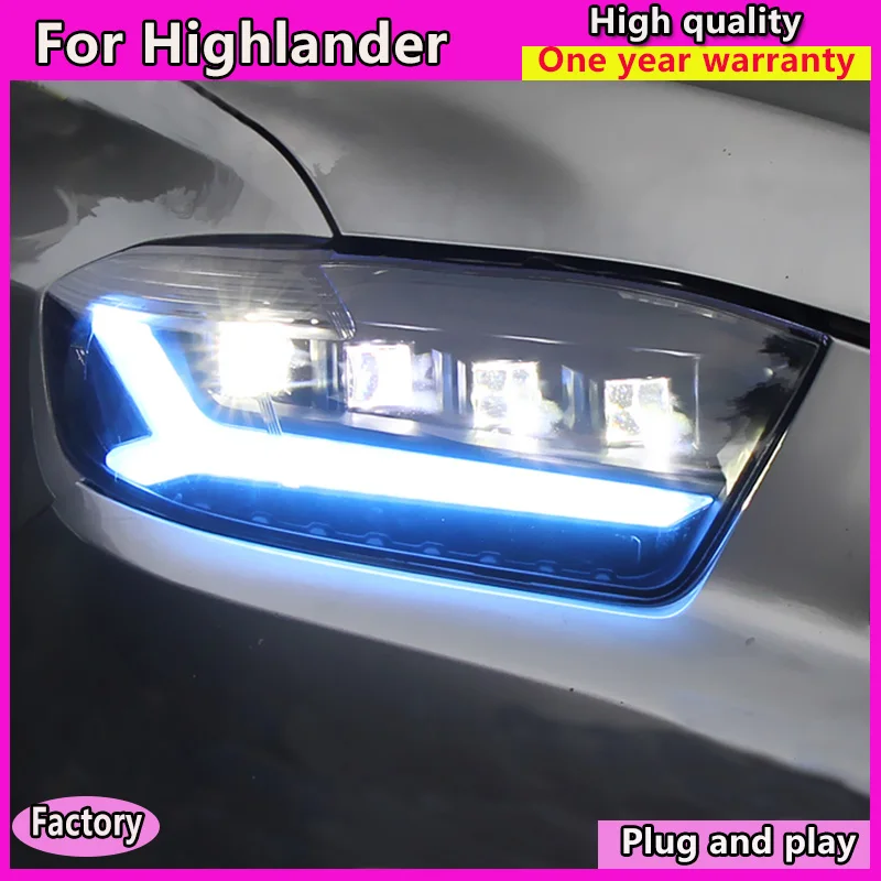 Car Styling for Toyota Highlander LED Headlights 2009-2011 Kluger LED Headlight DRL Hid Head Lamp Angel Eye Bi Xenon Accessories