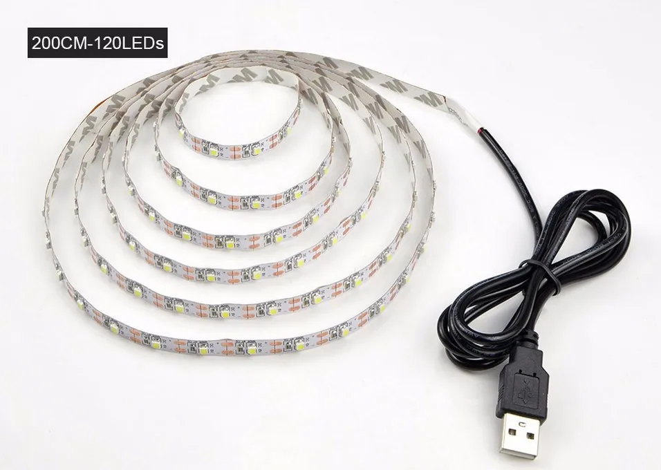 USB 5 В 5050 светодио дный Светодиодные полосы SMD чехол для ноутбука Водонепроницаемый светодио дный гибкая лента теплый белый свет ТВ фон освещение подарок M3
