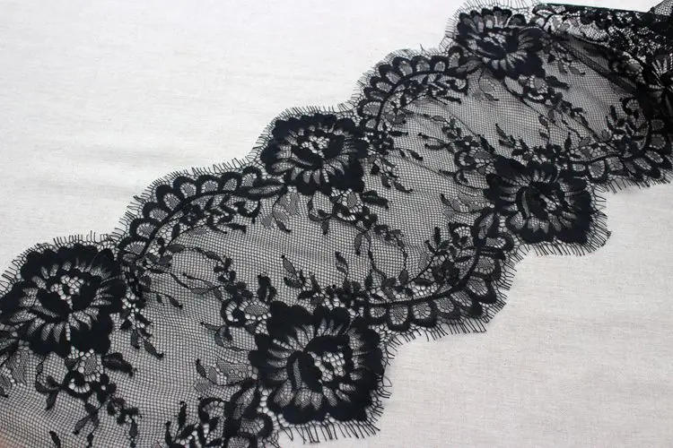1шт = 3 ярда 3 ярда/лот 22см сетчатая кружевная отделка с цветочным узором черного и белого цвета для юбки, платья, одежды из заплаток материала X370.