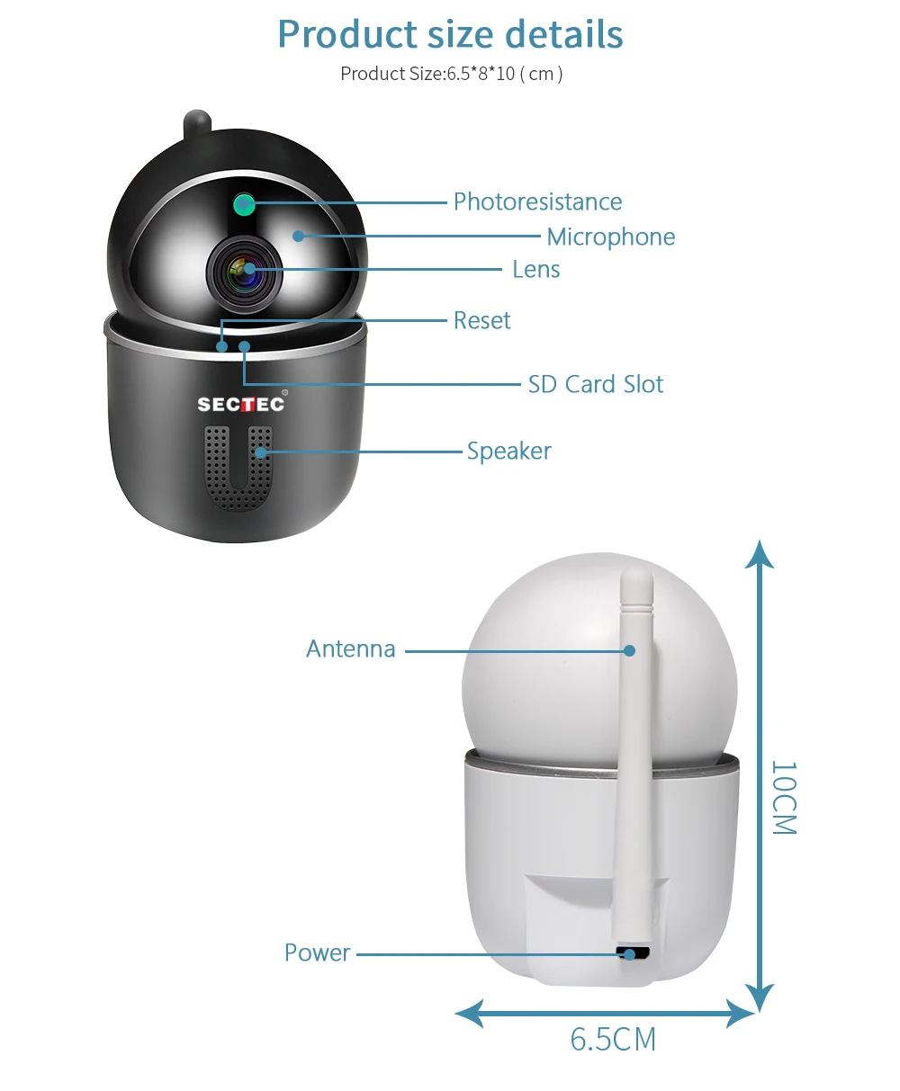 SECTEC 1080P облачная ip-камера с автоматическим отслеживанием, камера видеонаблюдения для дома, беспроводная WiFi сетевая CCTV камера, детский монитор