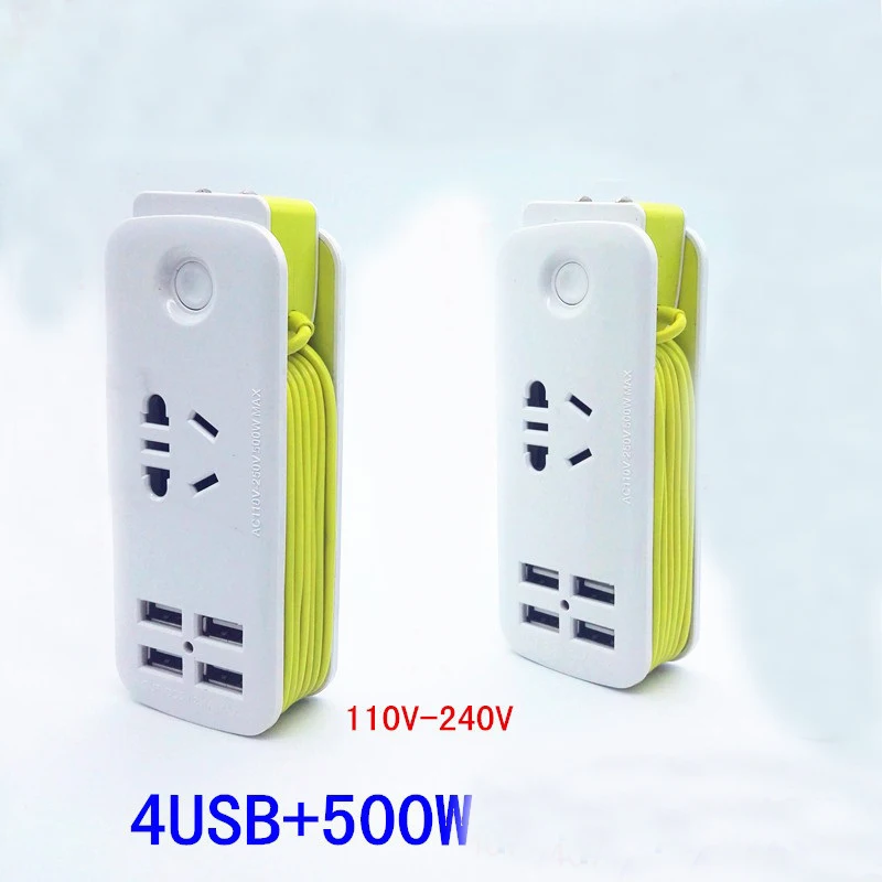 Многофункциональная портативная дорожная розетка с американской вилкой 4USB 5 В 2 1