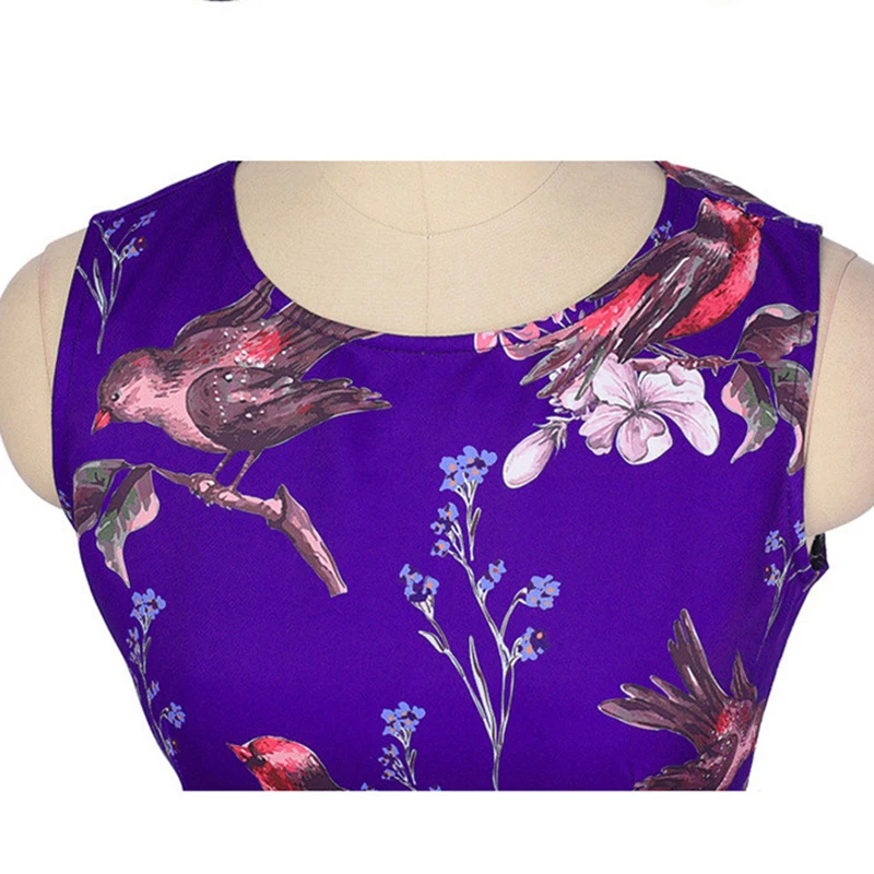 Женское платье без рукавов с круглым вырезом в стиле ретро|vestido a|summer dresssummer dress women