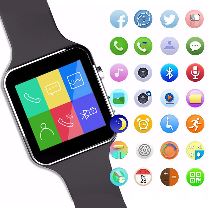X6 Bluetooth Smart часы Поддержка sim карта TF Whatsapp Facebook с Камера Smartwatch Для мужчин наручные