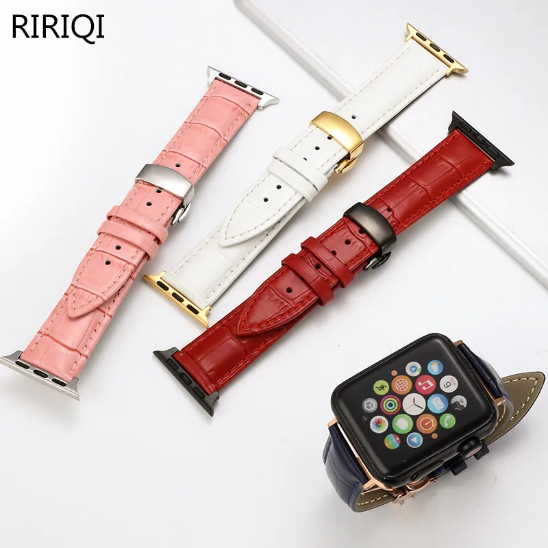 Ремешок для часов Apple Watch Series 3/2/1 38 мм 42 из дышащей кожи iwatch series 4 40 44 мм|Ремешки