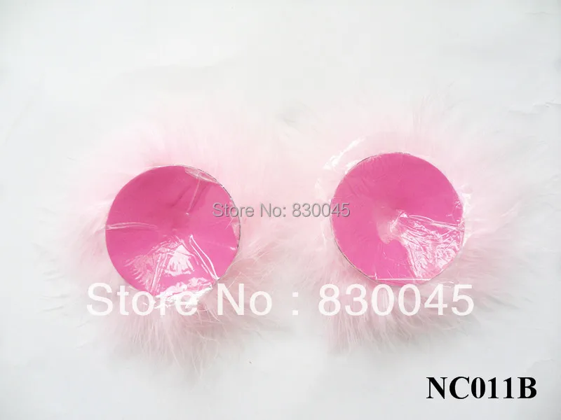 Bowknot Pink Feathered Self-Adhesive Reusable Nipple Cover | Женская одежда