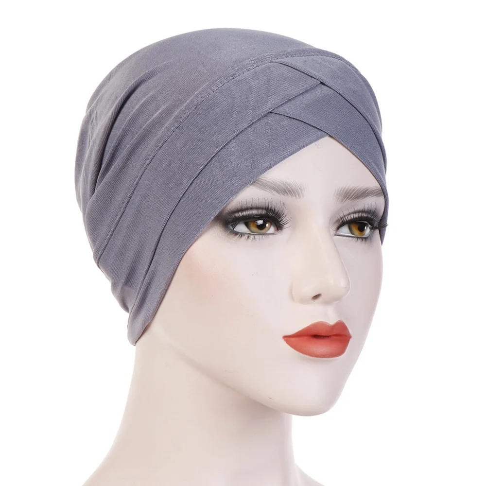 

Stretch Cloth Women Turban Forehead Cross Linen Headwrap Cap