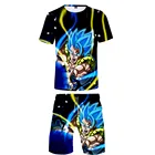 Аниме Супер броли футболка и шорты Комплект летние мужские комплекты Высокое качество Гоку 3D пляжные шорты унисекс Одежда