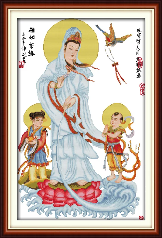 Kwan-yin giving blessings(4)(Happiness as immense as the Eastern Sea) cross stitch kit people 18ct 14ct 11ct count print canvas