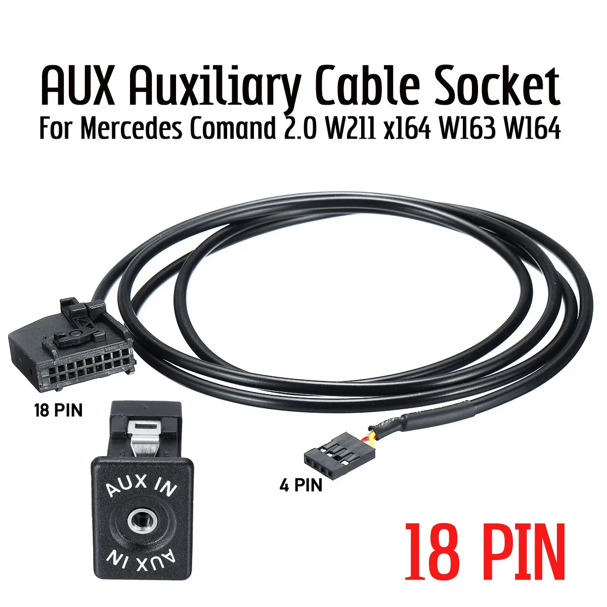 Автомобильный вспомогательный кабель AUX 18 Pin аудиоразъем для Mercedes Comand 2 0 W211 X/W164 W163