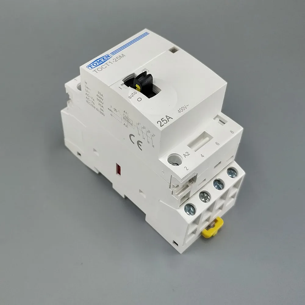 

TOCT1 4P 25A 220V/230V 50/60HZ Din rail Household ac Modular contactor with Manual Control Switch 4NO or 2NO 2NC or 4NC