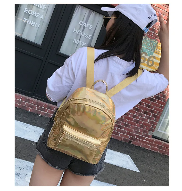 Маленький голографический рюкзак, лазерная голографическая сумка, mochila feminino, серебряный, многоцветный, для начальной школы, кожаный рюкзак, zaino olografico