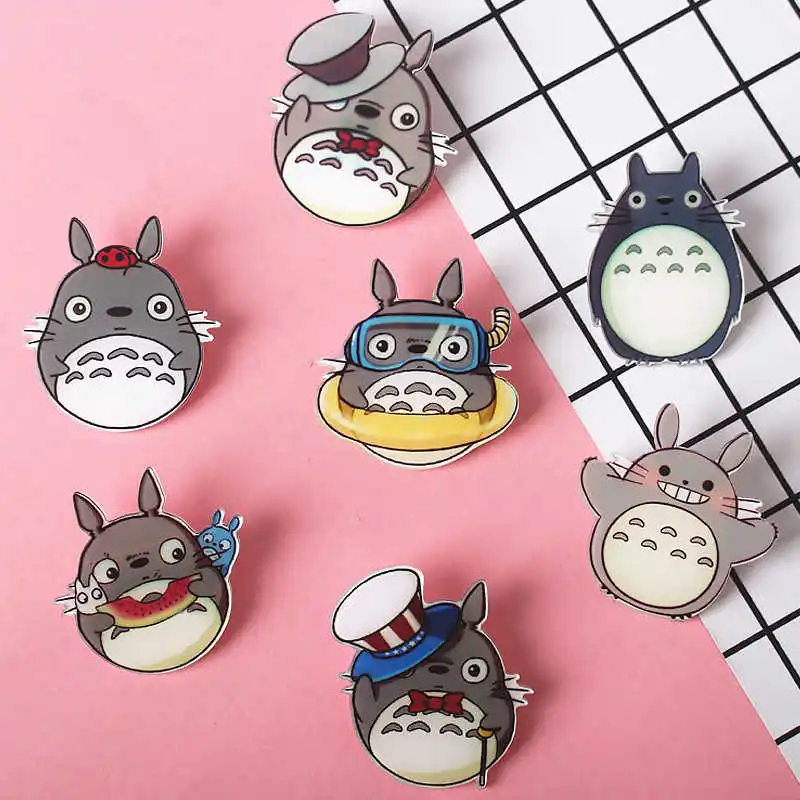 19-Z71 7 шт./лот микс Милая свинья Тоторо Мультяшные значки на булавке Kawaii значок на рюкзак значки на одежду акриловые значки - Цвет: 19-Z71