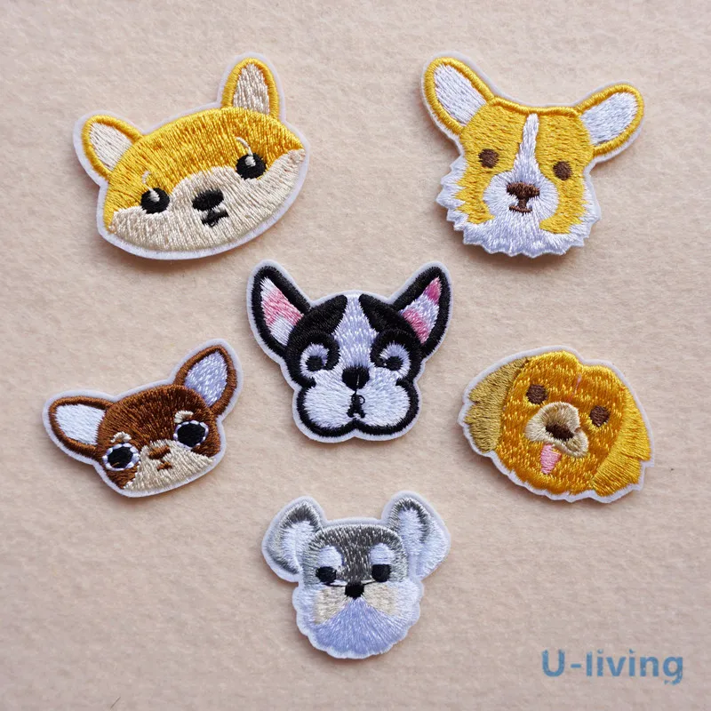 1 шт. микс нашивки в виде собак для одежды Железный на вышитой аппликацией милый