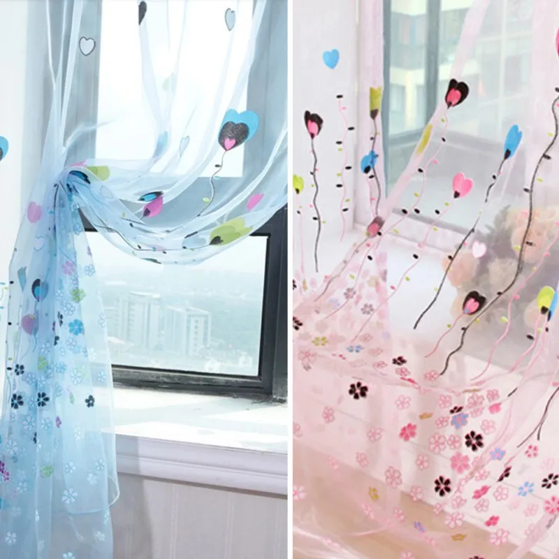 Тюль вуаль с цветочным рисунком занавеска на дверь окно драпировка воздушный шар