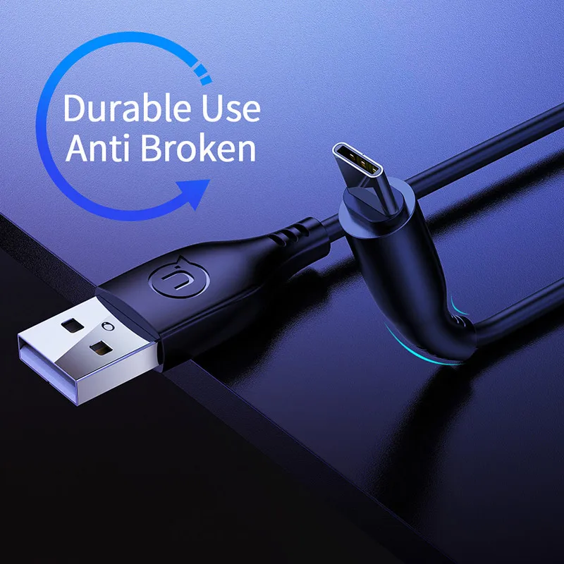 USAMS 1 м 2 а кабель Type C для Samsung Huawei Xiaomi Honor OnePlus Android Быстрая зарядка USB A Шнур передачи