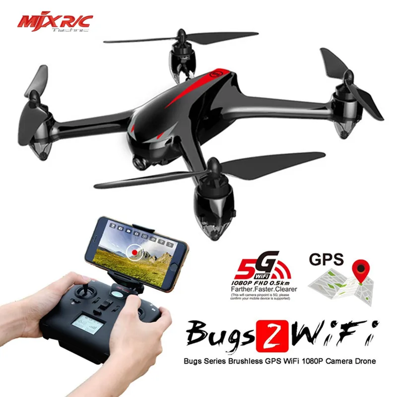 MJX B2W Bugs 2 gps бесщеточный Радиоуправляемый квадрокоптер Дрон с 5G wifi FPV 1080 P HD камера
