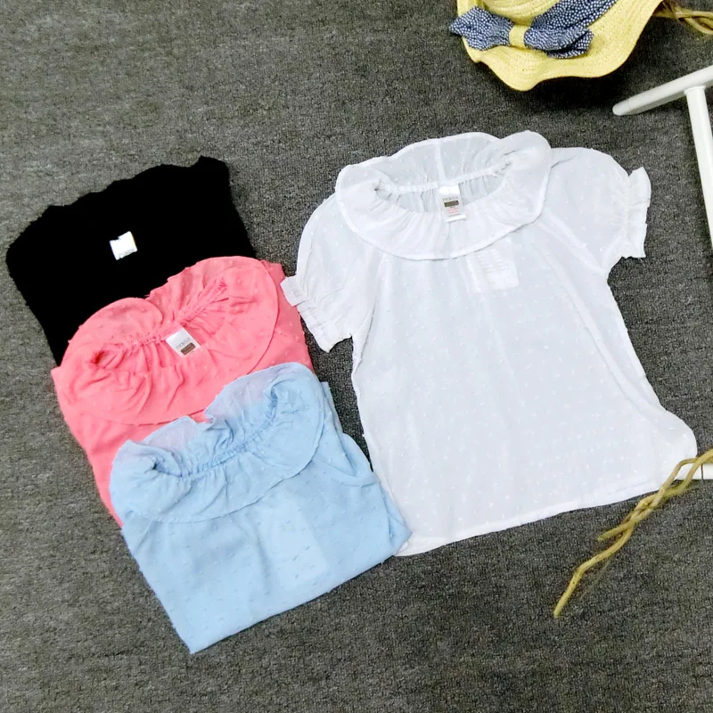 Летняя блузка в горошек для девочек хлопковая одежда маленькой принцессы разных