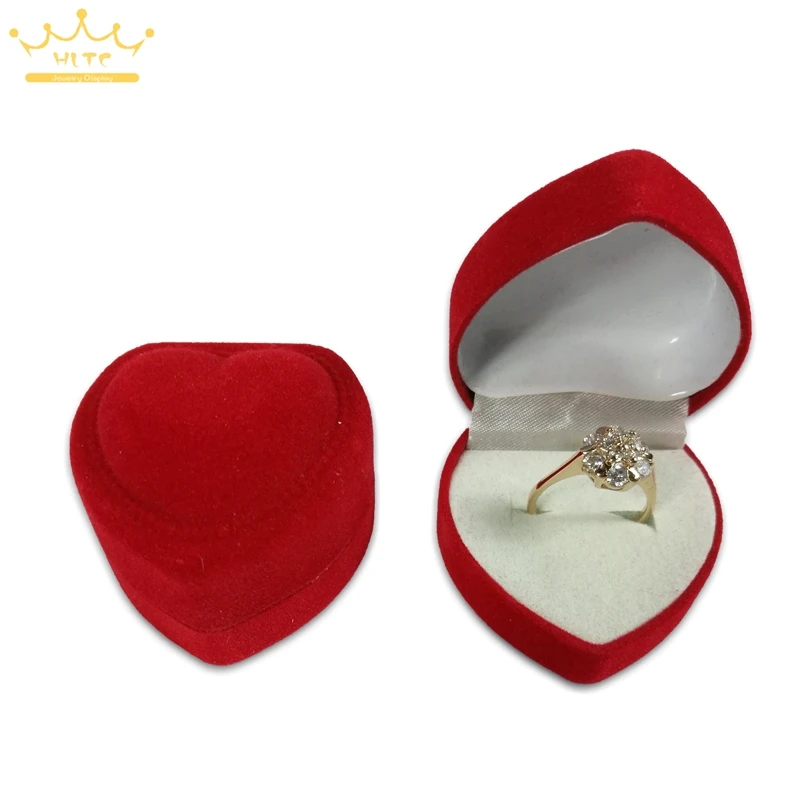 

Red Velvet Heart-shaped Box 24pcs Wedding Ring Jewelry Display Box New Gift For Rings Display Box Jewelry Packaging 4*4*3cm
