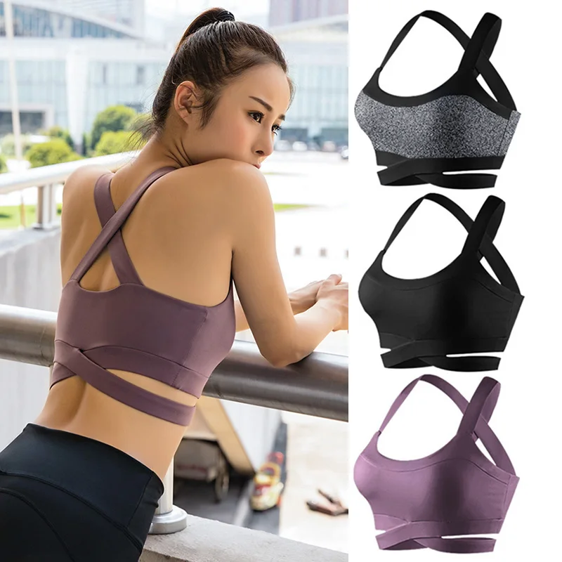 Высококачественный Женский бюстгальтер для фитнеса с перекрестными ремешками
