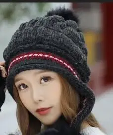 black hat BING YUAN HAO XUAN, женская шапка, осенняя и зимняя, повседневная, универсальная, милая, вязанная шапка+ перчатки - Цвет: black hat