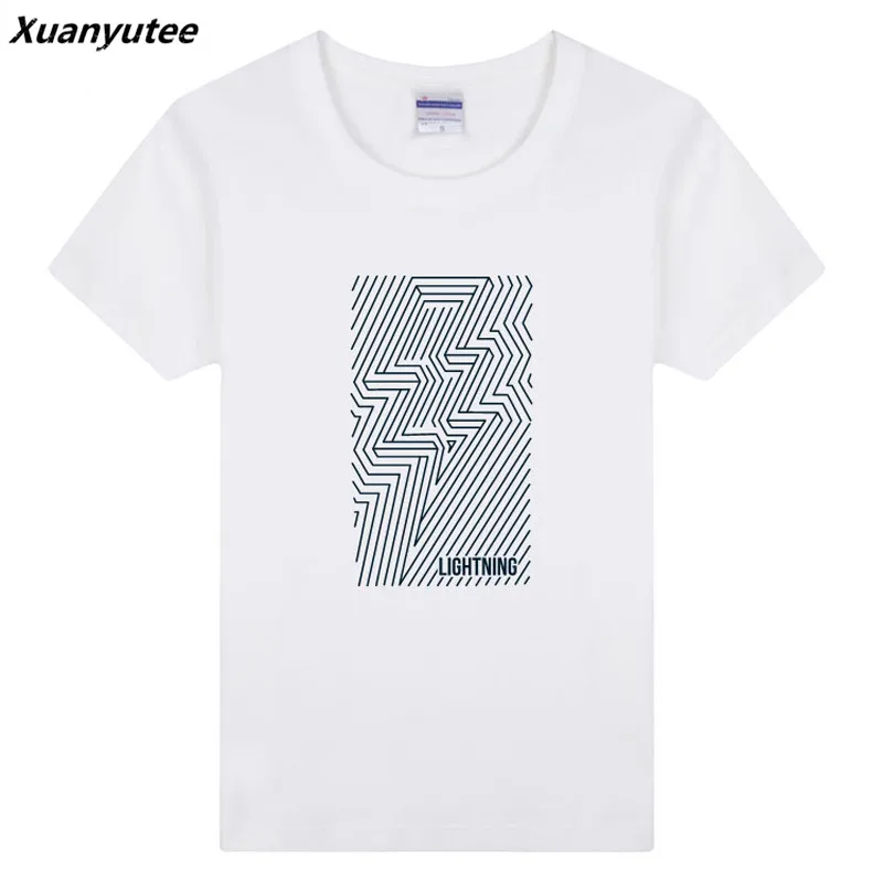 Xuanyutee DIY логотип текст на заказ летняя футболка мужская с принтом молния Забавный
