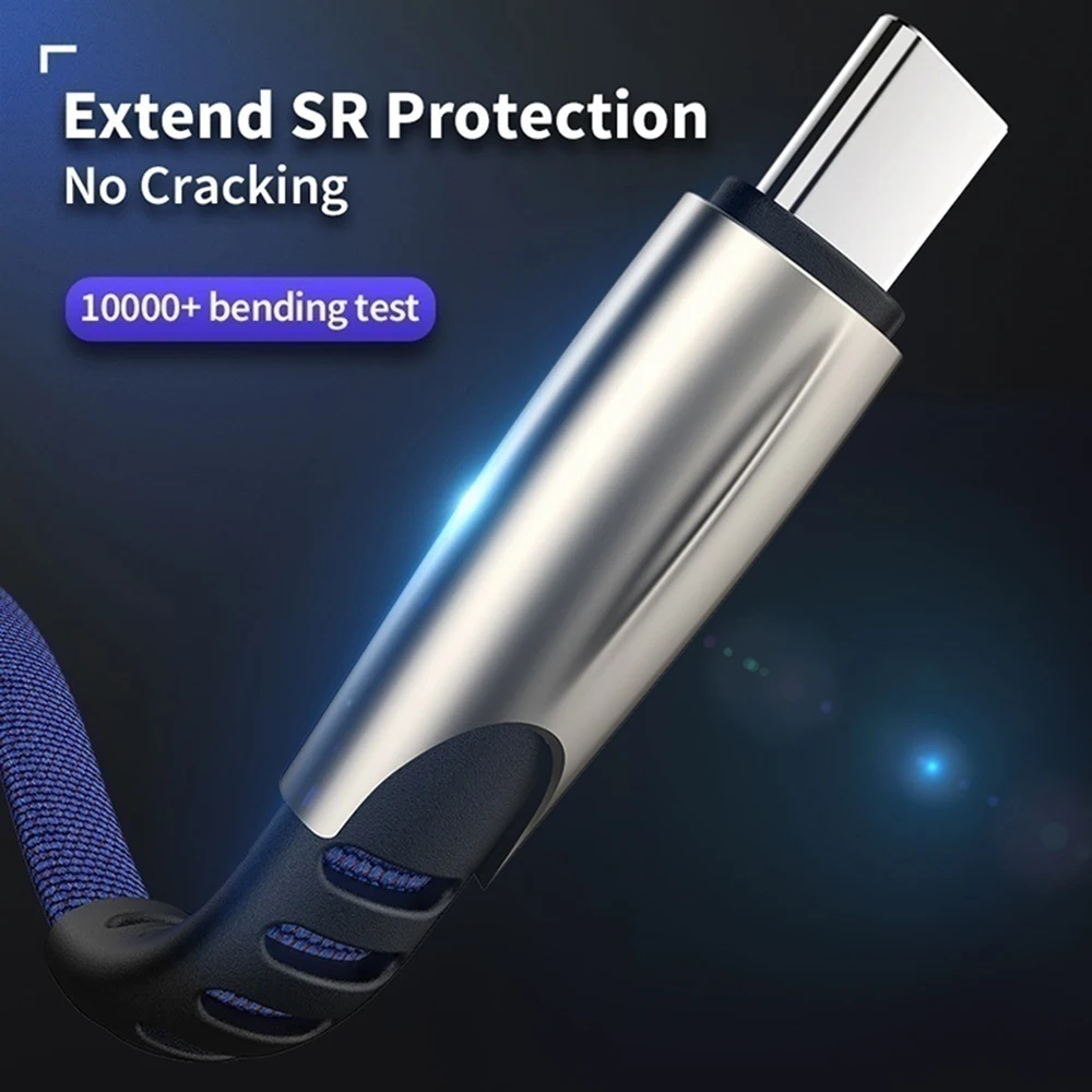 Usb-кабель type C из цинка 1 м, 5 В, 2.8A, быстрый зарядный плоский нейлоновый usb-кабель type-C для huawei P30 pro samsung S10