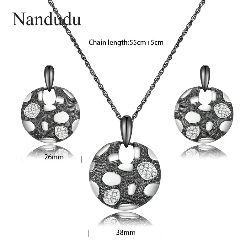 Nandudu Новое поступление 3 цвета Круглый Кулон Ожерелье Висячие серьги Ювелирные
